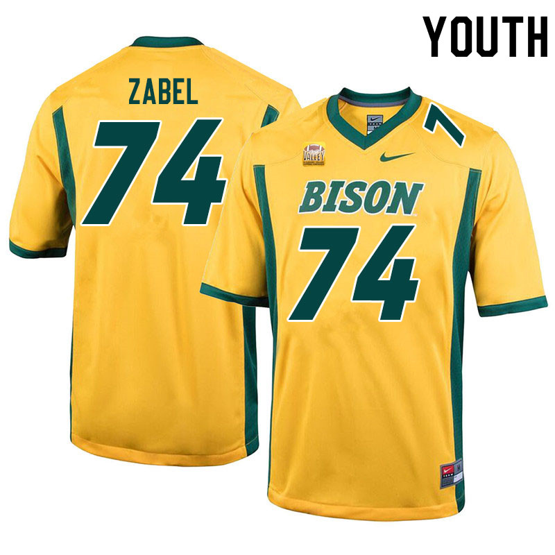 Youth #74 Grey Zabel North Dakota State Bison College Football Jerseys Sale-Yellow - Click Image to Close